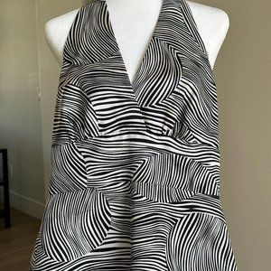 LAUNDRY BY SHELLI SEGAL SUMMER HALTER TOP 100% SILK SZ XS ANIMAL PRINT